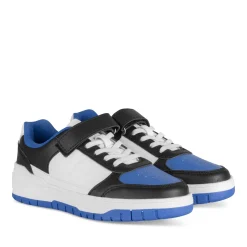 Baskets BLEU Garçon Motif Uni Scratch + Elastique