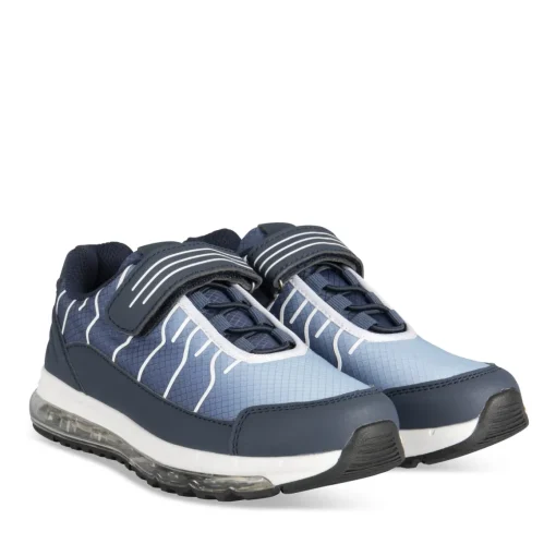 Baskets BLEU Garçon Motif Uni Scratch + Elastique