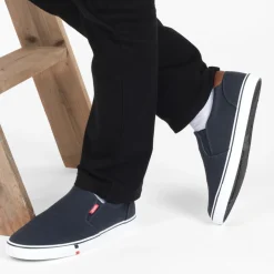 Baskets BLEU Homme Motif Uni A Enfiler