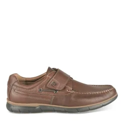 Baskets Confort MARRON Homme CUIR Motif Uni Scratch