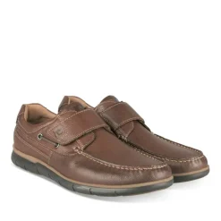 Baskets Confort MARRON Homme CUIR Motif Uni Scratch