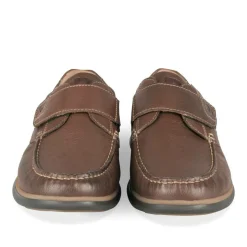 Baskets Confort MARRON Homme CUIR Motif Uni Scratch