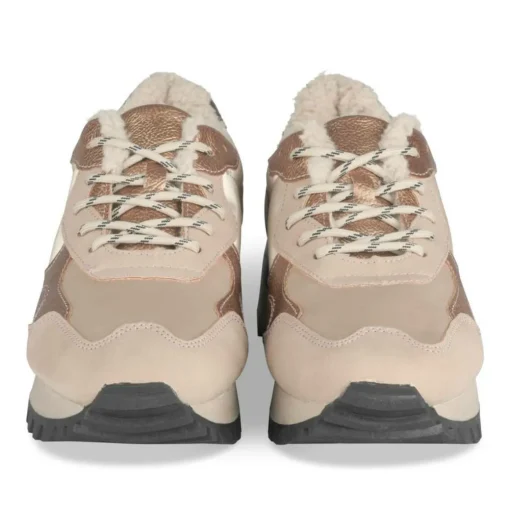 Baskets Dad Shoes BEIGE Femme Motif Uni Lacets