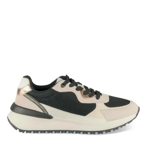 Baskets Dad Shoes NOIR Femme Motif Uni Lacets