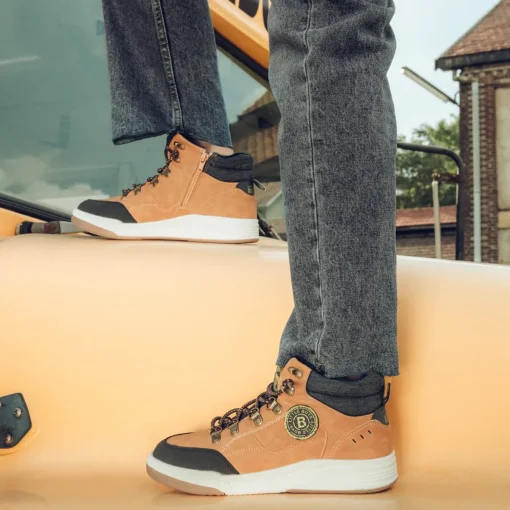 Baskets Fourré COGNAC Garçon Motif Uni Lacets