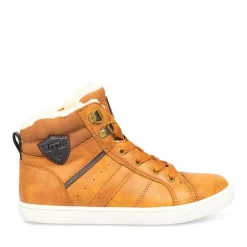 Baskets Fourré MARRON Garçon Motif Uni Lacets