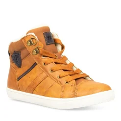 Baskets Fourré MARRON Garçon Motif Uni Lacets