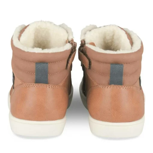 Baskets Fourré MARRON Garçon Motif Uni Lacets