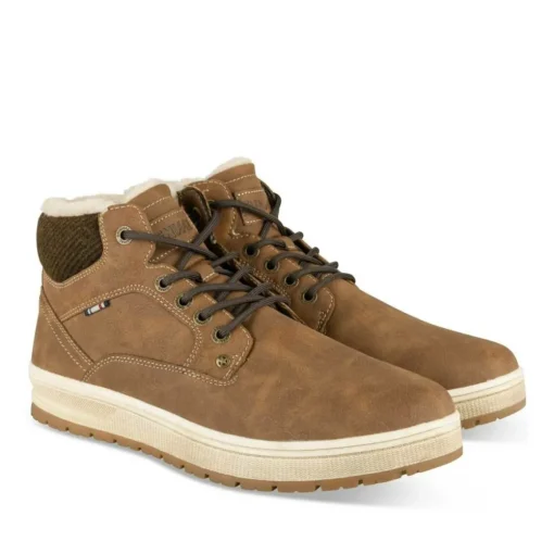 Baskets Fourré MARRON Homme Motif Uni Lacets