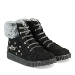 Baskets Fourré NOIR Fille Motif Animal Fermeture éclair