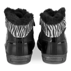 Baskets Fourré NOIR Fille Motif Coeurs Lacets
