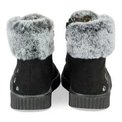 Baskets Fourré NOIR Fille Motif Animal Fermeture éclair