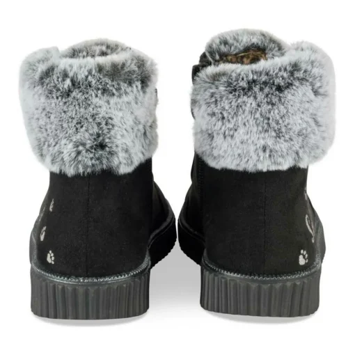 Baskets Fourré NOIR Fille Motif Animal Fermeture éclair