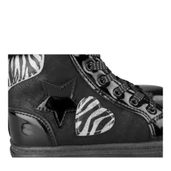 Baskets Fourré NOIR Fille Motif Coeurs Lacets