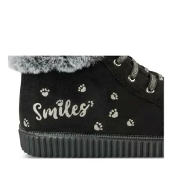 Baskets Fourré NOIR Fille Motif Animal Fermeture éclair