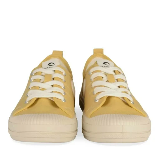 Baskets JAUNE Femme Motif Uni Lacets