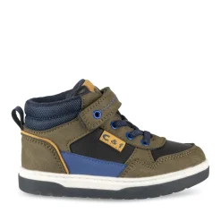 Baskets KAKI Garçon Motif Uni Scratch + Elastique