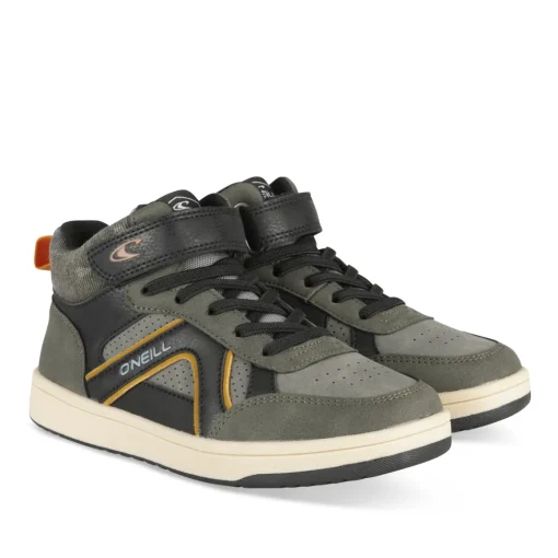 Baskets KAKI Garçon Motif Uni Scratch + Elastique