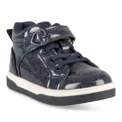 Baskets MARINE Fille Motif Uni Scratch + Elastique