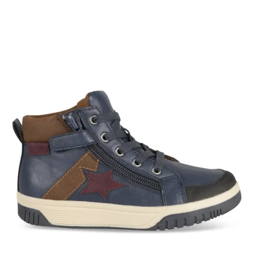 Baskets MARINE Garçon Motif Uni Lacets + Fermeture éclair