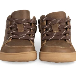 Baskets MARRON Garçon Motif Uni Lacets + Fermeture éclair