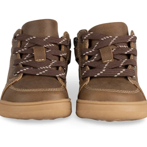 Baskets MARRON Garçon Motif Uni Lacets + Fermeture éclair