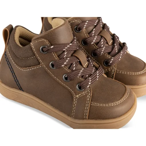 Baskets MARRON Garçon Motif Uni Lacets + Fermeture éclair