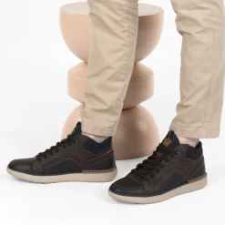 Baskets MARRON Homme CUIR Motif Uni Lacets