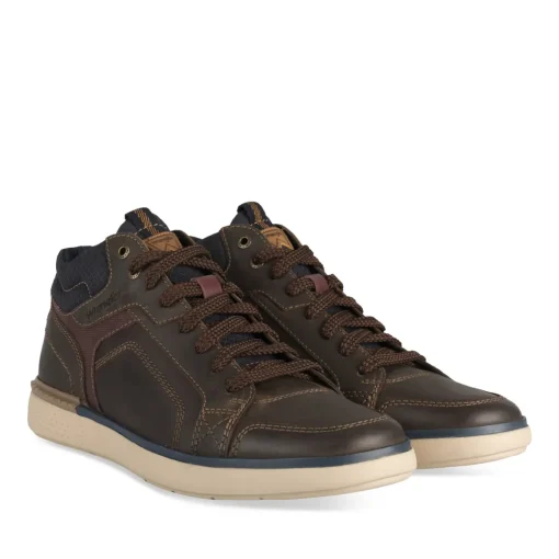 Baskets MARRON Homme CUIR Motif Uni Lacets