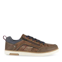Baskets MARRON Homme Motif Uni Lacets + Fermeture éclair