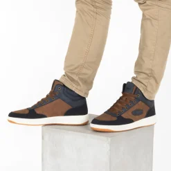 Baskets MARRON Homme Motif Uni Lacets