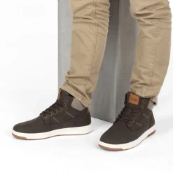 Baskets MARRON Homme Motif Uni Lacets
