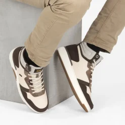 Baskets MARRON Homme Motif Uni Lacets