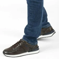 Baskets MARRON Homme Motif Uni Lacets