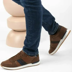 Baskets MARRON Homme Motif Uni Lacets
