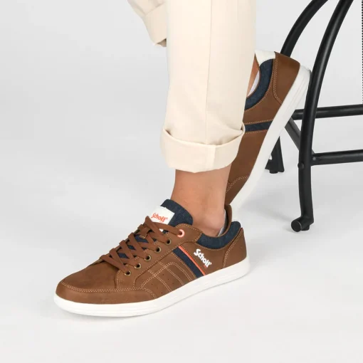 Baskets MARRON Homme Motif Uni Lacets