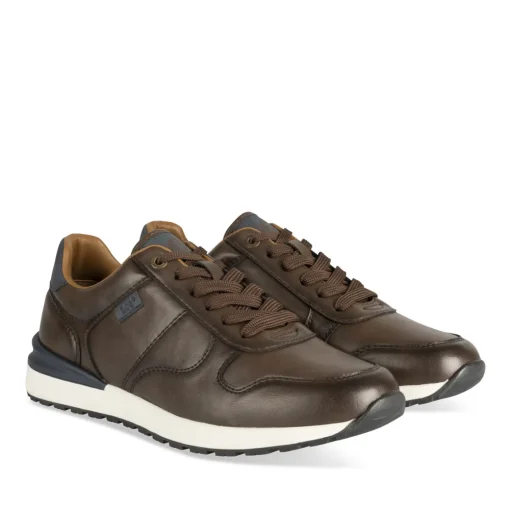 Baskets MARRON Homme Motif Uni Lacets