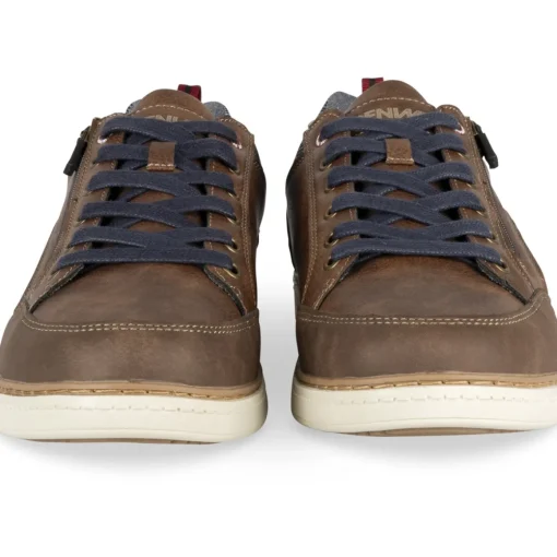Baskets MARRON Homme Motif Uni Lacets + Fermeture éclair