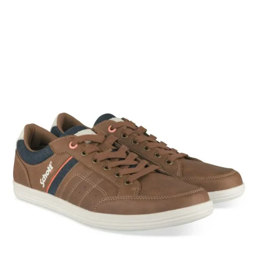 Baskets MARRON Homme Motif Uni Lacets