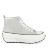 Baskets Montante ARGENT Femme Motif Paillettes Lacets