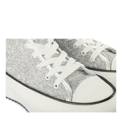 Baskets Montante ARGENT Femme Motif Paillettes Lacets