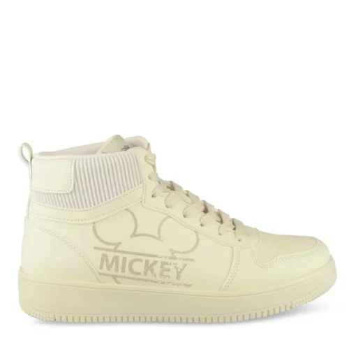 Baskets Montante BEIGE Femme Motif Uni Lacets