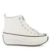 Baskets Montante BLANC Femme Motif Uni Lacets
