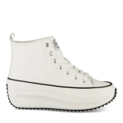 Baskets Montante BLANC Femme Motif Uni Lacets
