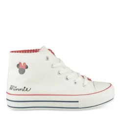 Baskets Montante BLANC Femme Motif Uni Lacets