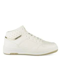 Baskets Montante BLANC Femme Motif Uni Lacets
