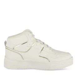 Baskets Montante BLANC Femme Motif Uni Lacets