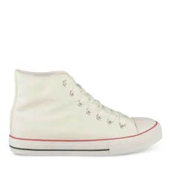 Baskets Montante BLANC Femme Motif Uni Lacets