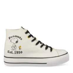 Baskets Montante BLANC Femme Motif Uni Lacets