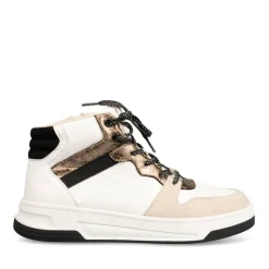 Baskets Montante BLANC Femme Motif Uni Lacets